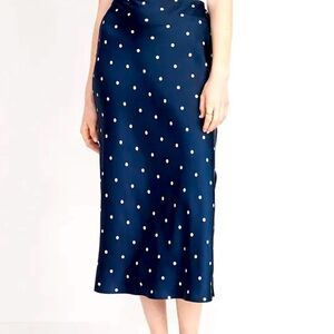 Old Navy satin slip midi skirt polka dots S